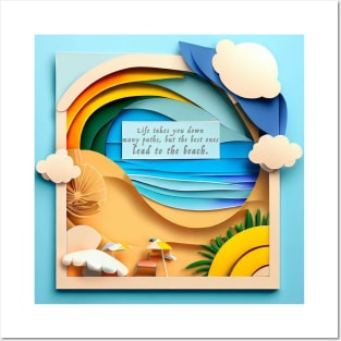 Beach 3d card Posters and Art